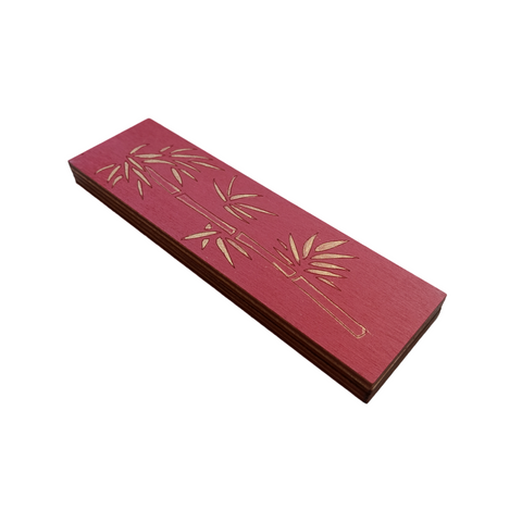 Wooden Bead Storage Box, Red Bamboo Design, 3 mm Plywood, 4.5 × 15 cm, Kind Fox by Wizardi, KF057/8