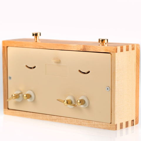 Wooden Analog Chess Clock Timer, Classic Gold Accents, Made in Italy