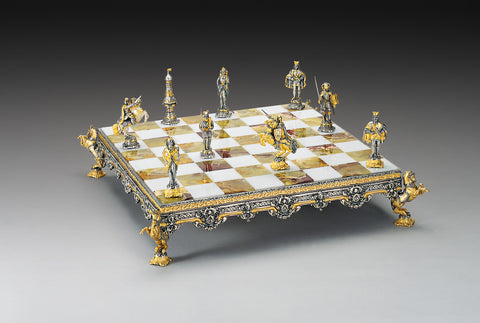 MEDIOEVAL SET II: Luxurious Chess Set from Bronze finished using Real 24k Gold