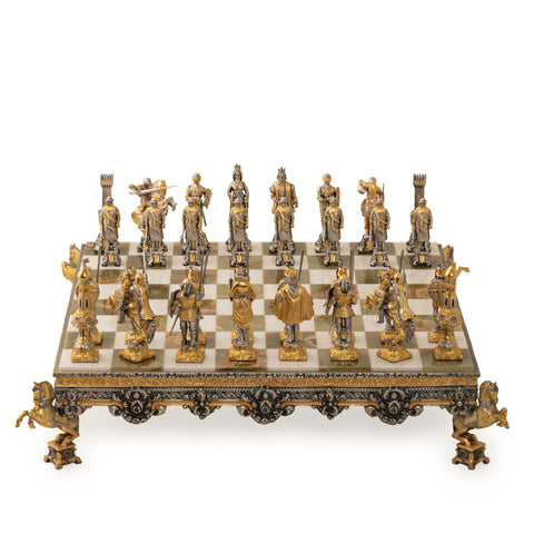 MEDIOEVAL SET III: Luxurious Chess Set from Bronze finished using Real 24k Gold