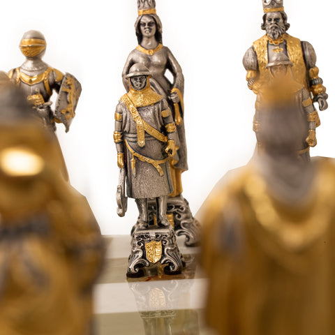 MEDIOEVAL SET III: Luxurious Chess Set from Bronze finished using Real 24k Gold