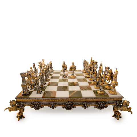 MEDIOEVAL SET III: Luxurious Chess Set from Bronze finished using Real 24k Gold