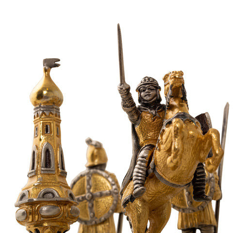 MEDIOEVAL SET III: Luxurious Chess Set from Bronze finished using Real 24k Gold