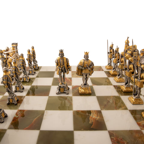 MEDIOEVAL SET III: Luxurious Chess Set from Bronze finished using Real 24k Gold