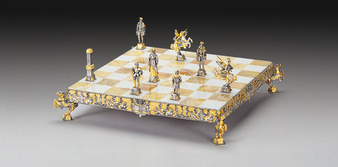 MEDIOEVAL SET: Ultra Luxurious CHESS from Bronze finished with 24k Gold