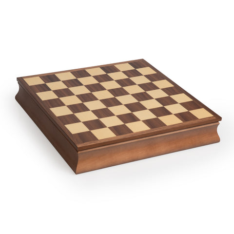 MEDIOVAL SET: Handpainted Chess with Walnut Chessboard & Box finished in Leather