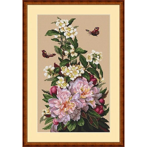 Peonies SK58 cross stitch kit by Merejka