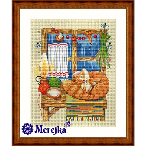 The Cat SK08 cross stitch kit by Merejka