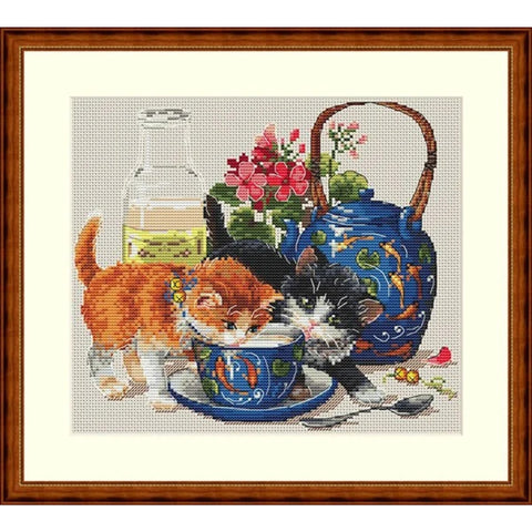 Kittens and Milk SK66 cross stitch kit by Merejka