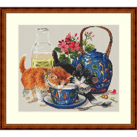 Kittens and Milk SK66 cross stitch kit by Merejka