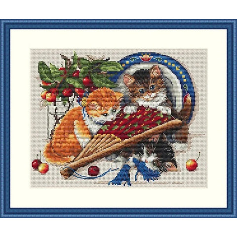 Kittens and Cherries SK68 cross stitch kit by Merejka