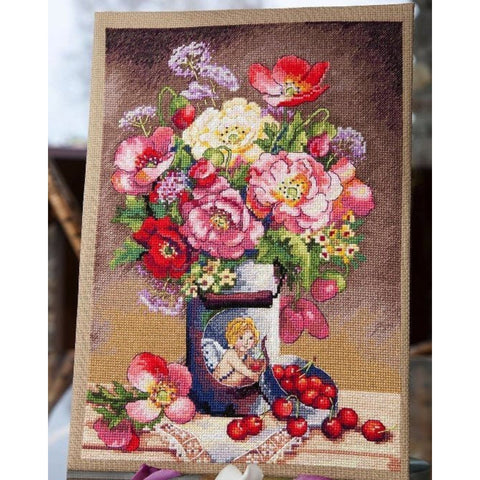 Cupids Flowers SK91 cross stitch kit by Merejka