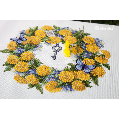 Dandelion Wreath SK97 cross stitch kit by Merejka