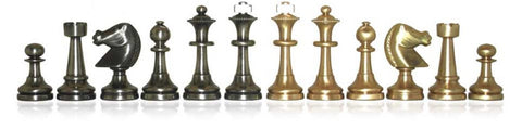 Metal Chess Pieces with Red/Black Wooden Chessboard