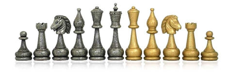 Metal Chess Set with Leatherette Chessboard/Box + CHECKER SET