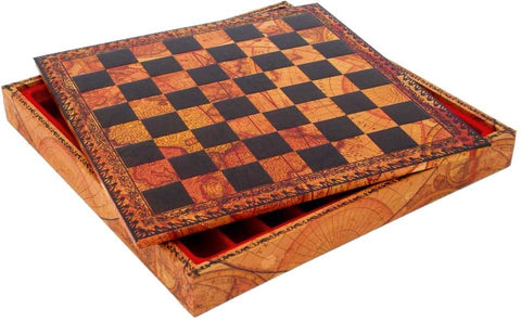 Metal Chess Set with Leatherette Chessboard/Box + CHECKER SET