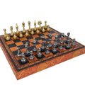 Metal Chess Set with Leatherette Chessboard/Box