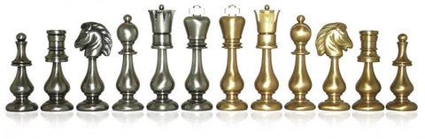 Metal Oriental Chess Pieces with Green Erable Wood Chessboard