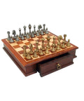 Metal Chess Set with RARE Wooden Board/Box