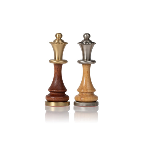 Metal/Wood Chess Set with Beautiful Rare wood Chess Board/Box