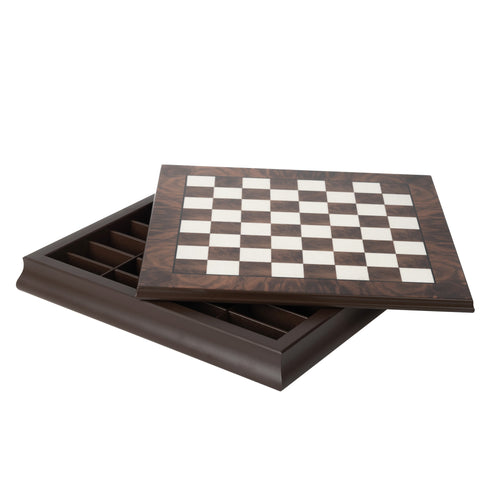 Metal/Wood Chess Set with Beautiful Rare wood Chess Board/Box