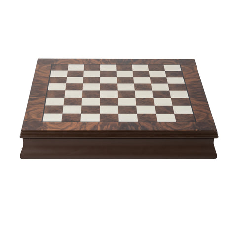 Metal/Wood Chess Set with Beautiful Rare wood Chess Board/Box