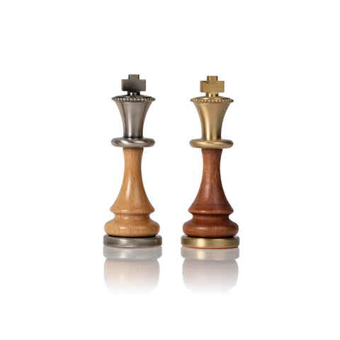 Metal/Wood Chess Set with Beautiful Rare wood Chess Board/Box