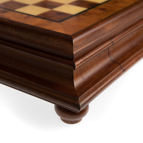 Metal/Wood Chess Set with Briar ELM Wood Chessboard with Drawer