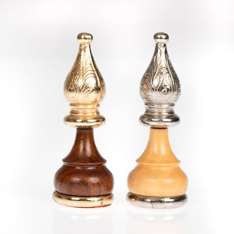 Metal/Wood Chess Set with Briar ELM Wood Chessboard with Drawer