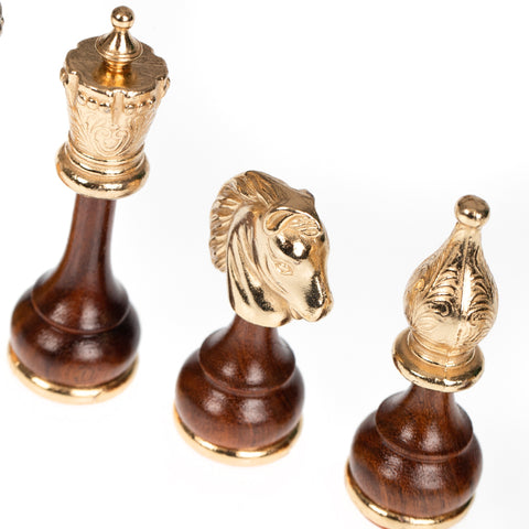 Metal/Wood Chess Set with Briar ELM Wood Chessboard with Drawer