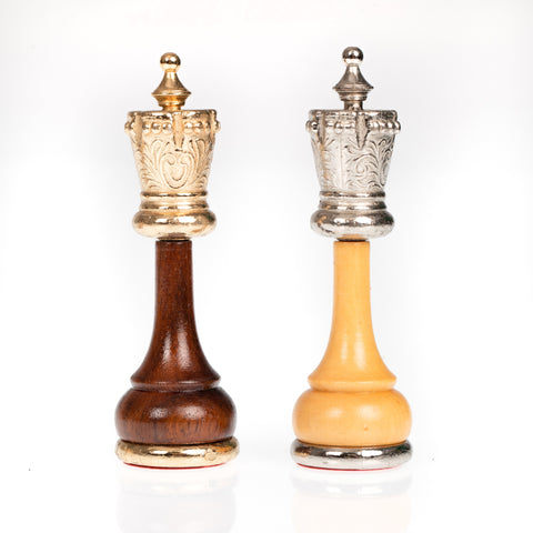 Metal/Wood Chess Set with Briar ELM Wood Chessboard with Drawer