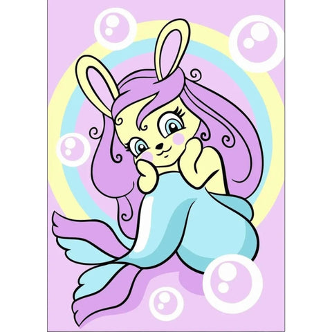 Wizardi Paint by Numbers Kit for Kids, Little Mermaid, 13 x 16 cm, Acrylic Paints, Beginner Art Project, Ocean Theme