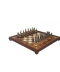 MARY STUART SET: Metal & Wood Chess Pieces with Unique Elm Briar Chessboard