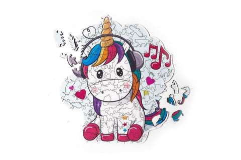 Musical unicorn - unique WOODEN puzzle 130 pcs