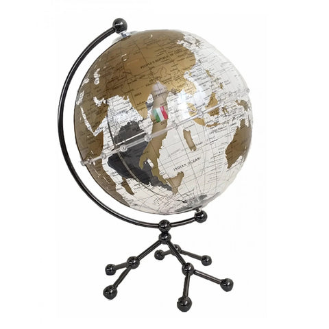 Modern Clear Acrylic World Globe with Metal Stand