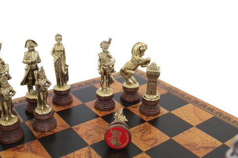 NAPOLEON Chess Set from Metal & Wood with Chessboard in Globe Finish