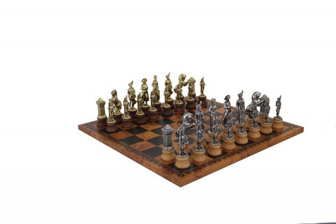 NAPOLEON Chess Set from Metal & Wood with Chessboard in Globe Finish