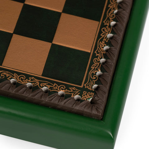 NAPOLEON IN RUSSIA: Handpainted Chess Set with Leatherette Chessboard & Box & Checker Set