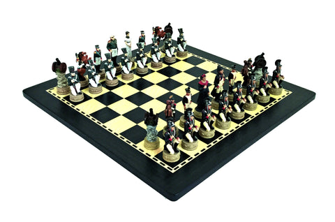 Napoleon In Russia: Handpainted Chess Set with Wooden Chessboard