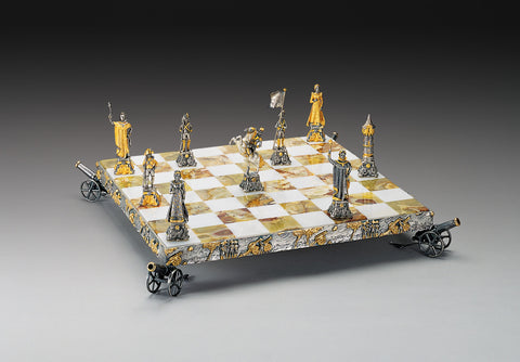 NAPOLEONE BONAPARTE EMPEROR: Luxurious Chess Set from Bronze finished using Real 24k Gold