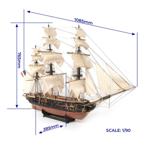 Occre Belle Poule Ship with a stand