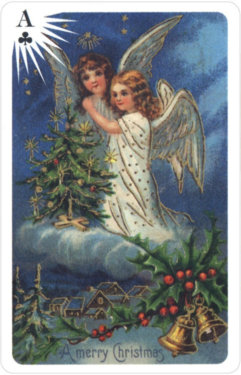 Old Time Christmas Angels playing cards set (double deck)