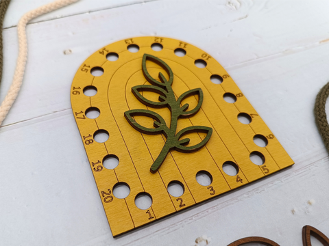 Yellow Plywood Desk Organizer, Boho Style, 10 x 12 cm, 3 mm Thick, Kind Fox by Wizardi