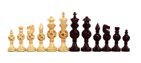 Oriental Hand Carved Wooden Chess Pieces with Real Wood Chessboard