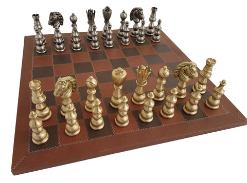 ORIENTAL XL Chess Set with Genuine Leather Chess Board