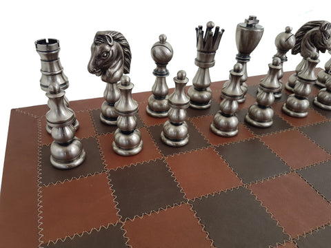 ORIENTAL XL Chess Set with Genuine Leather Chess Board