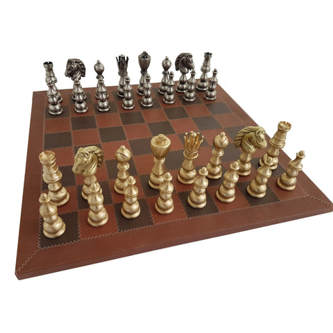 ORIENTAL XL Chess Set with Genuine Leather Chess Board