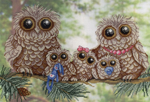 Owl Family SRK-503 cross stitch kit by MP Studio