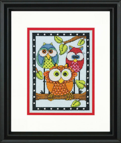 Owl Trio (12.7 x 17.78 cm) - Cross Stitch Kit by DIMENSIONS