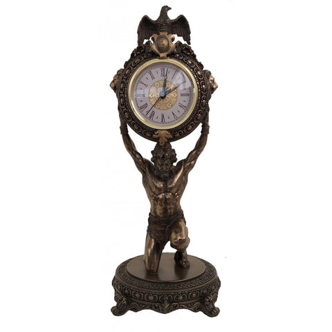 Atlas Statue Clock Bronze Resin